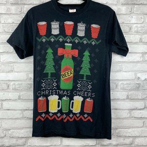 Dec 25th Christmas Cheers Beer T Shirt Mens Small Ugly Holiday Party Shirt
